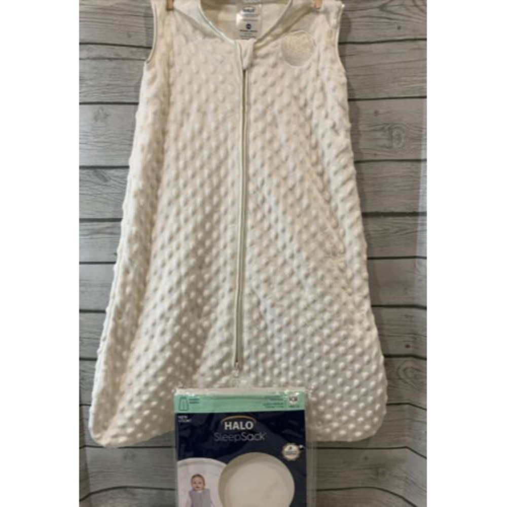Halo Sleep Sack Size Medium 6-12 Months Cream Plushy Dots Wearable Blanket NOB
